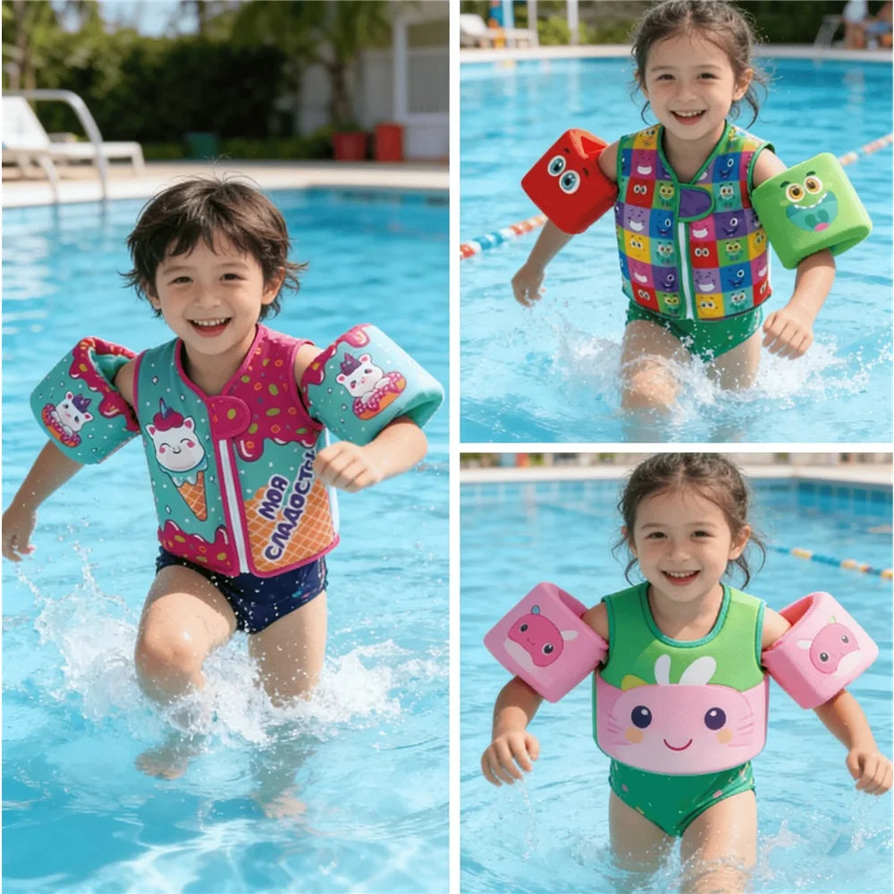 Kids Swimming Vest Unisex Float Jacket with Arm Buoyancy Life Saving Vest Water Safety Swimwear for Boys And Girls