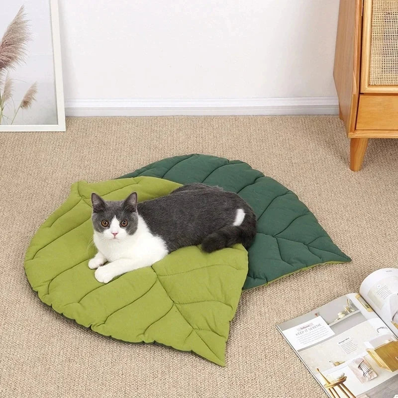 65x60cm Pet Sleeping Mat Soft Leaf Cat Bed Summer Dog Cat Cushion Bite Resistant Puppy Kitten Floor Pad Home Indoor Washable