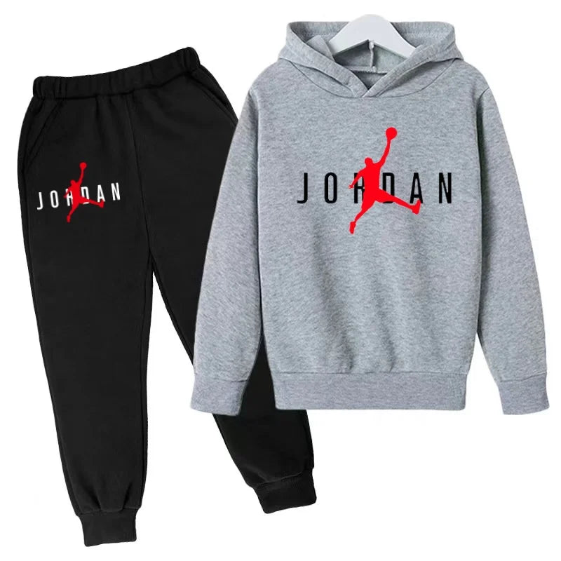 Kids Clothes Hoodie Basketball Letters Pullover Boy Girl 3-12Years Blue Sweatshirt+Black Pants Charming Leisure Brand Sports Set