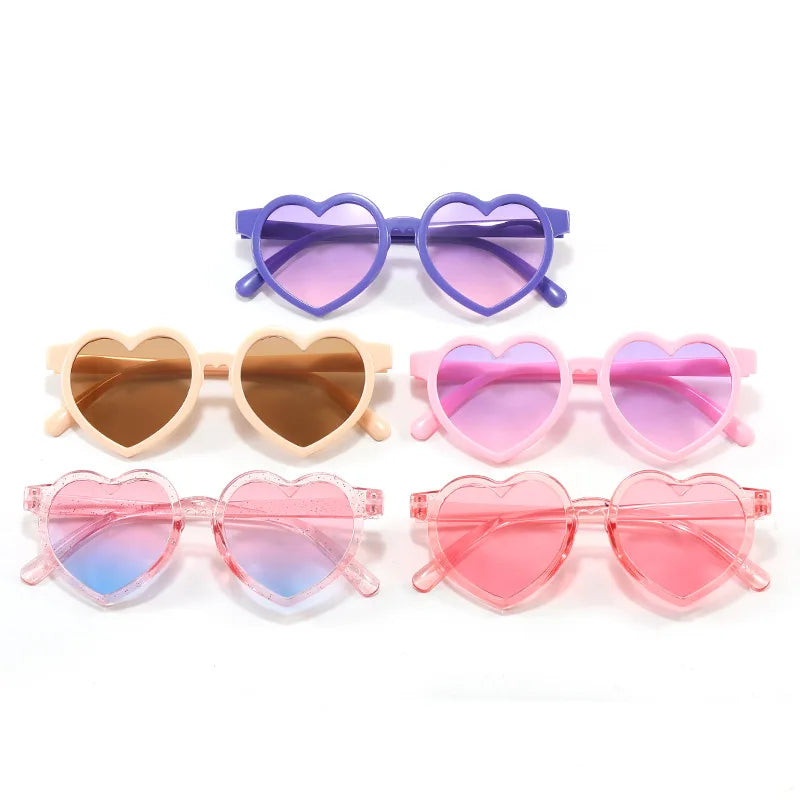 Trendy Heart-Shaped Kids Sunglasses Candy Color Children Shades for Baby Eyewear Toddler Boys Girls Sun Glasses UV400 3-12 Years