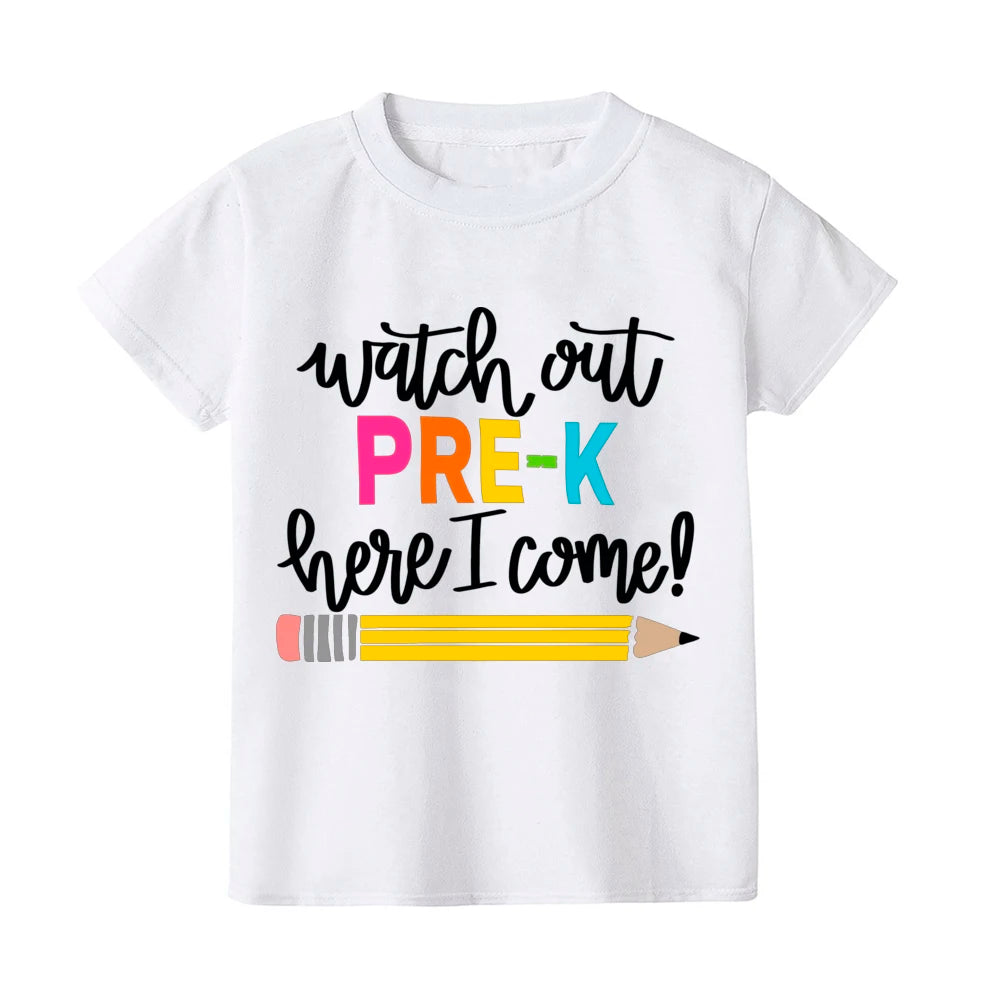 First Day of Kindergarten Kid T-Shirt Girl Boy Clothes Back To School Shirt Preschool 1-5th Grade Child Shirts School Opens Gift