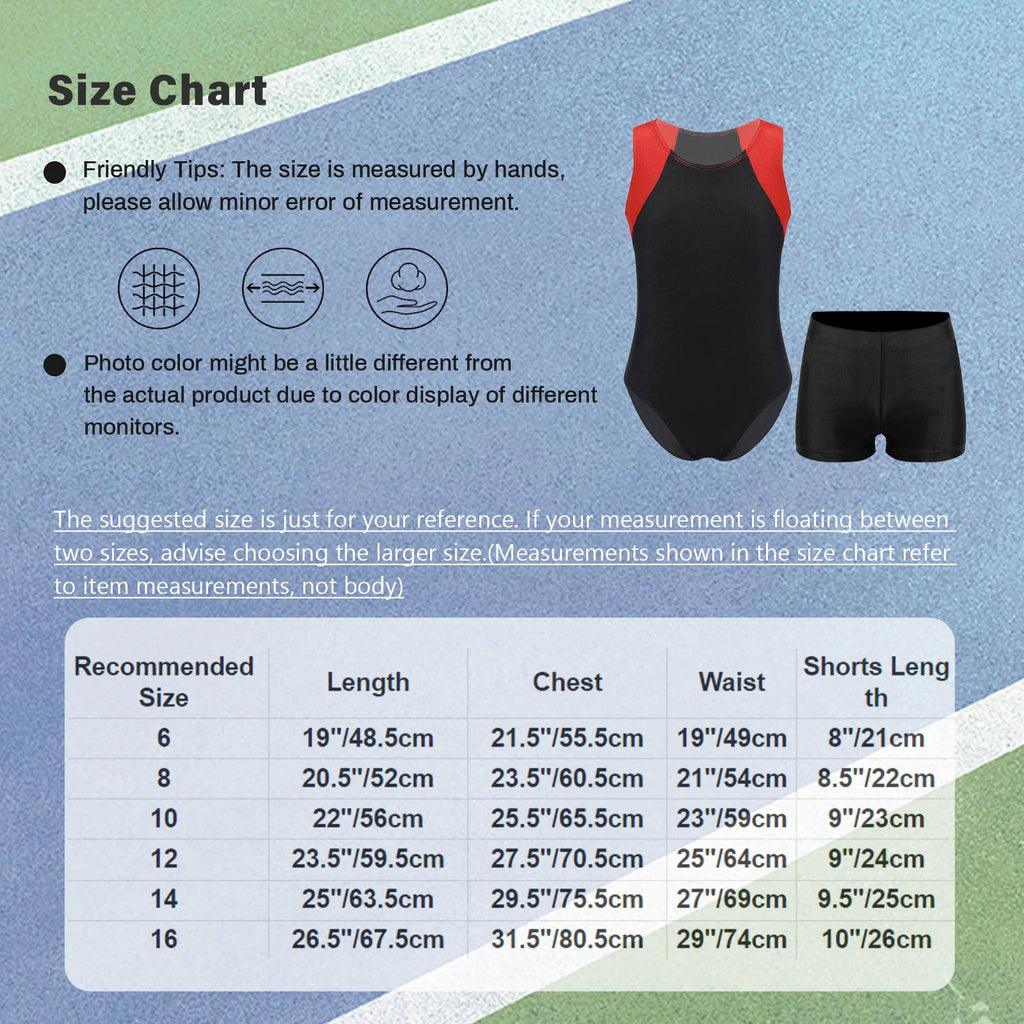 Kids Boys Sports Gymnastics Workout Sets Sleeveless Leotard Bodysuit Jumpsuit with Shorts Yoga Fitness Competition Dancewear
