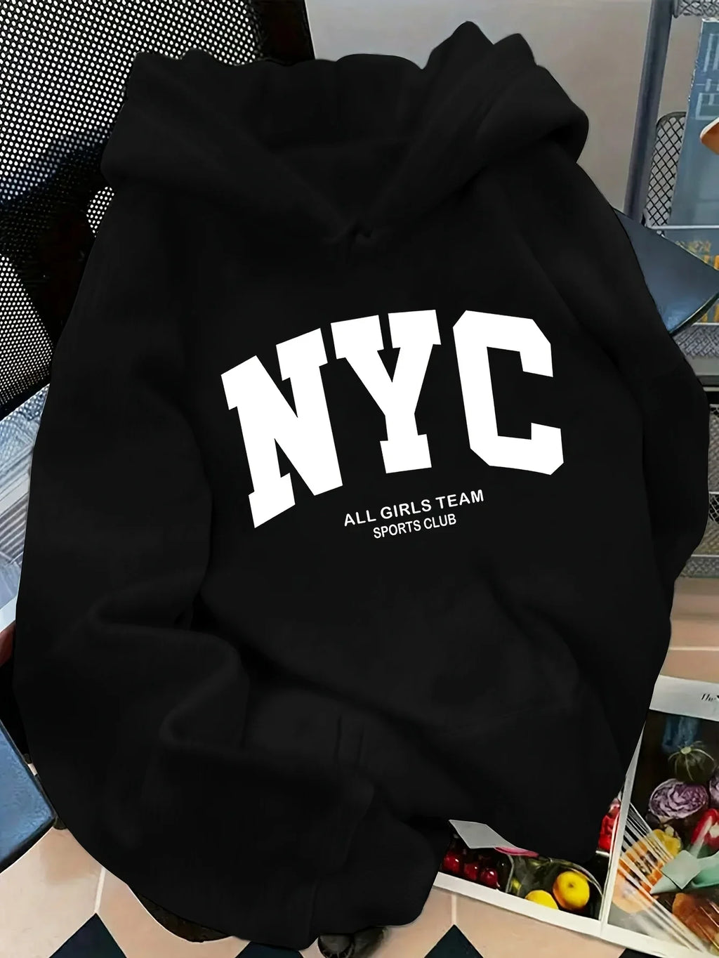 New Fall/Winter Comfortable Navy Blue New York Team Hoodie - Long Sleeve, Couples' Street Style Hoodie, Casual Pullover with POC