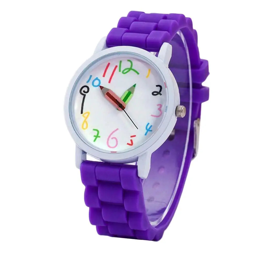 Children's Electronic Watch Cartoon Children Kids Round Dial Silicone Strap Analog Quartz Wrist Watch Gift