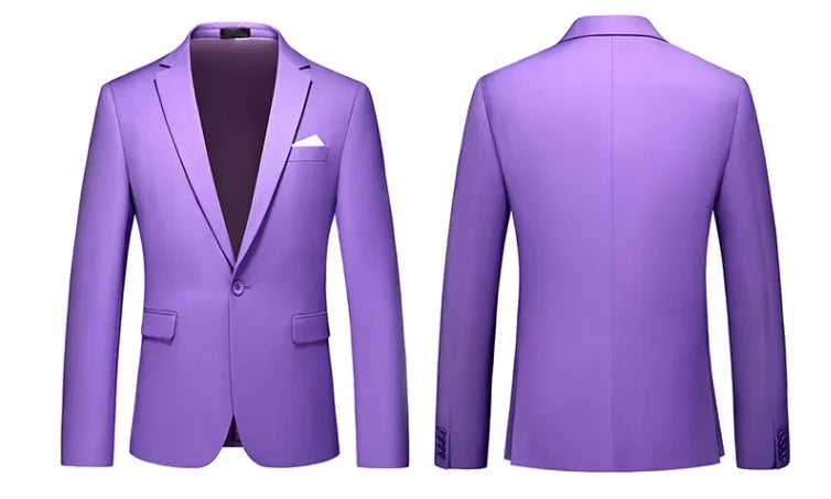 Green Men's Suit Jacket, Single Button V-neck Dress Coat, Fashion Men Slim Blazer, Suitable for All Seasons Terno Masculino
