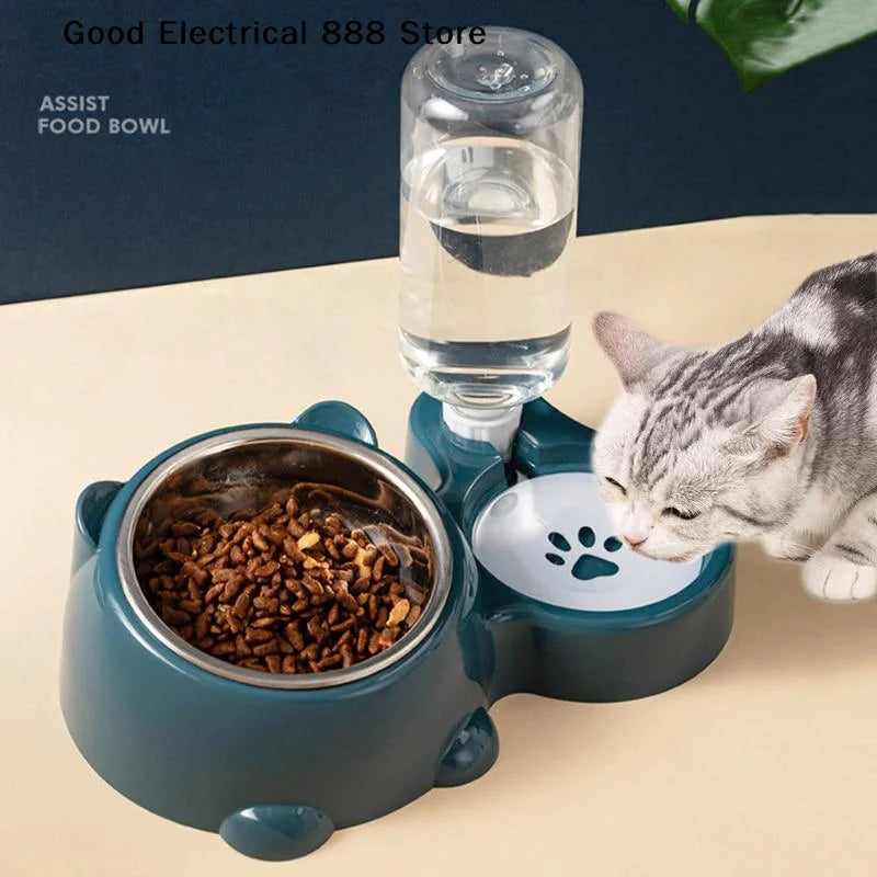 【G】2 In 1 Pet Feeding Bowl Set With Automatic Water Dispenser Non Slip Base For Small Dogs Cats Indoor Daily Feeding Use