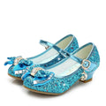 Children Princess Sandals Kids Girls Wedding Shoes High Heels Dress Shoes Bowtie Purple Pink Blue Silver Shoes For Girls