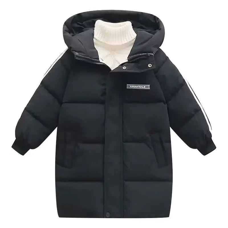 Children's Coat Winter Thickened Warm Letter Printed Boys' Cotton Jacket, Ages 3-10 Long Sleeved Zippered Girls' Coat