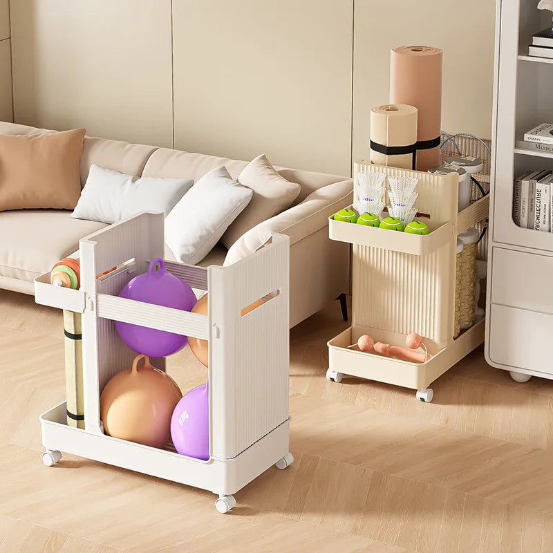 Sports Equipment Storage Rack Yoga Mat Storage Basket With Wheels Home Storage Cart Fitness Equipment Rack Organizer Trolley