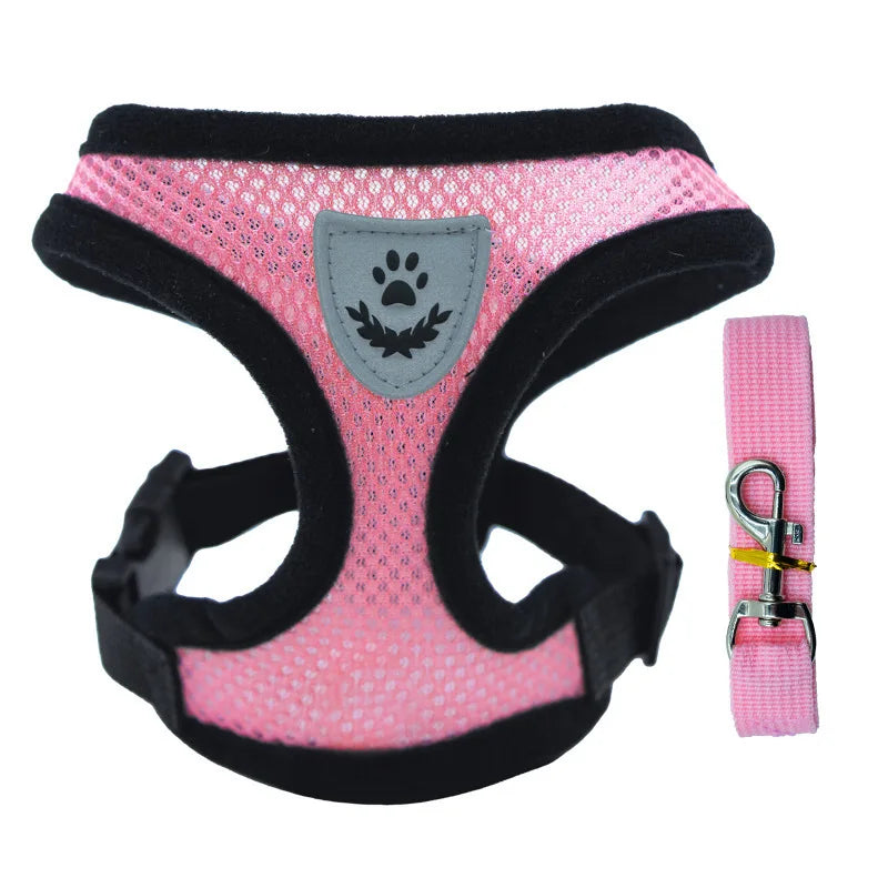 Breathable Vest-Style Pet Harness & Shock-Absorbing Leash, Comfortable for Dogs & Cats Outdoor Walking
