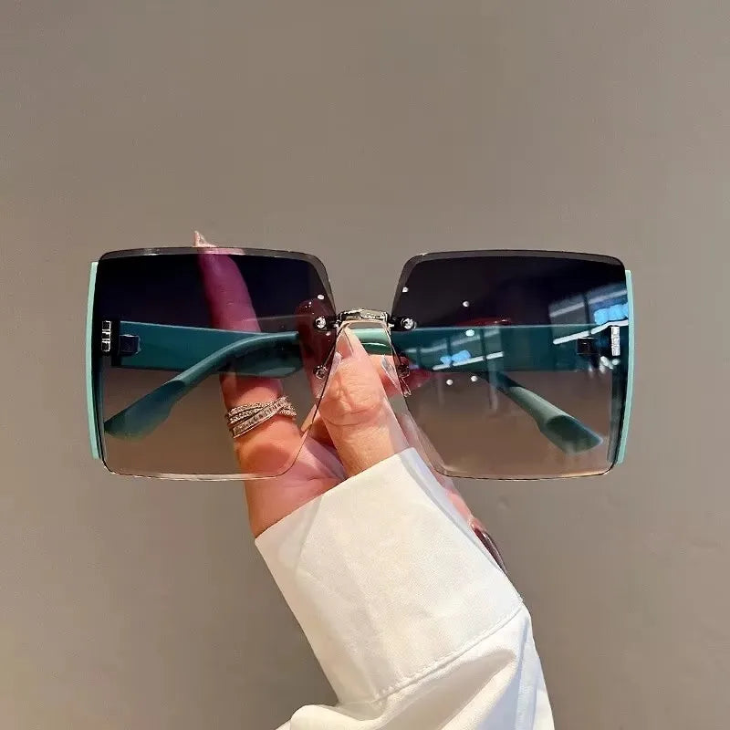 Square Frameless Retro Sunglasses for Women Fashion Vintage Glasses Men Luxury Trend Brand Designer Shades Eyewear