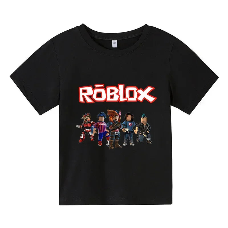 2025 Roblox kid T-shirt Boys Game Sports Cotton T-shirt Child Cartoon Short sleeve top Casual Street Harajuku Clothes