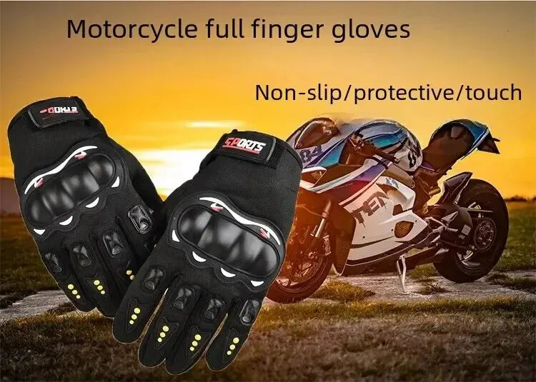 Men Touch Screen Full Finger Motorcycle Gloves Outdoor Sports Off-Road Motorbike Bicycle Cycling Riding Protective Gloves