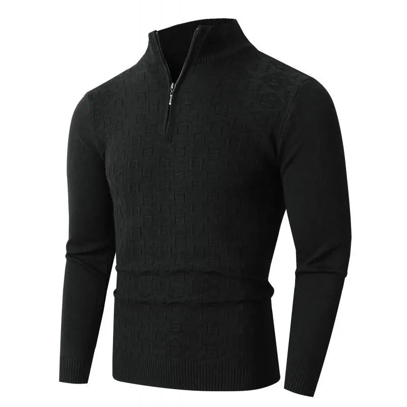 plus Size Men's Cable Knitted Jumper Funnel Neck Warm Pullover Half Zip Sweater Casual Streetwear for Winter And Autumn