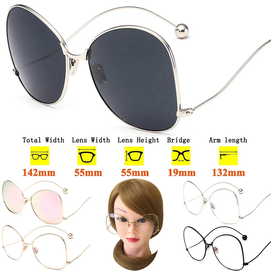 Sunglasses Women Oversize Luxury Brand Design Arm Retro Travel Drive Oval Frame Vintage Sun Glasses Female Clear Lens Glasses