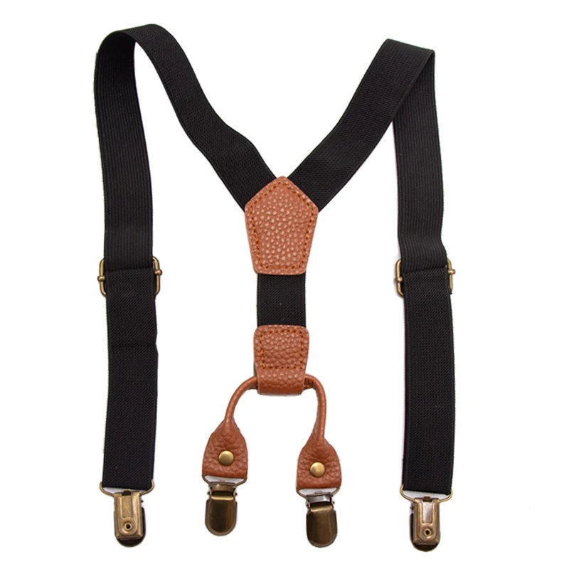 Kids Suspenders leather Clip-on Straps Adjustable Elastic Y-Back Brace Children Boy Girl Braces Baby Wedding Tie Accessories