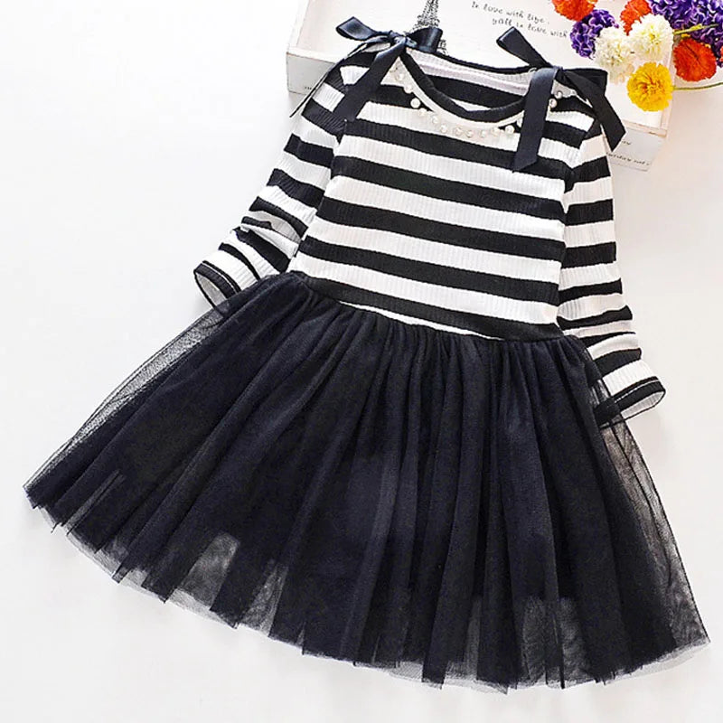 Kid Tulle Dress Toddler Girl Dress Baby Girl Clothes Long Sleeve Elegant Girl Princess Costume Casual Outfit Wedding Dress A841