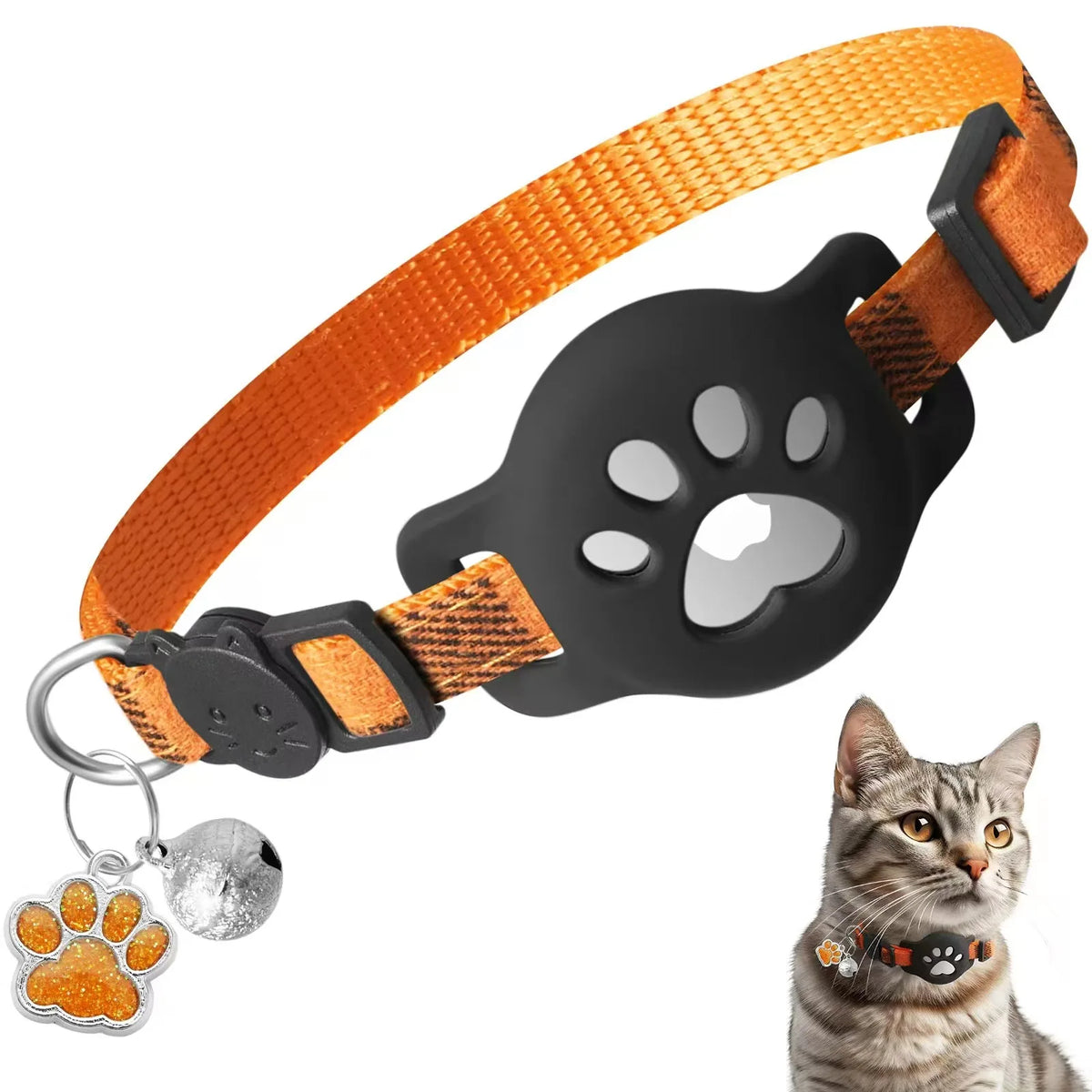 Pet Collar for Airtag Cat Collar Paw Bell Pendant Collar Locator Collar GPS Trackers Pets Accessories (Excluding Tracker)