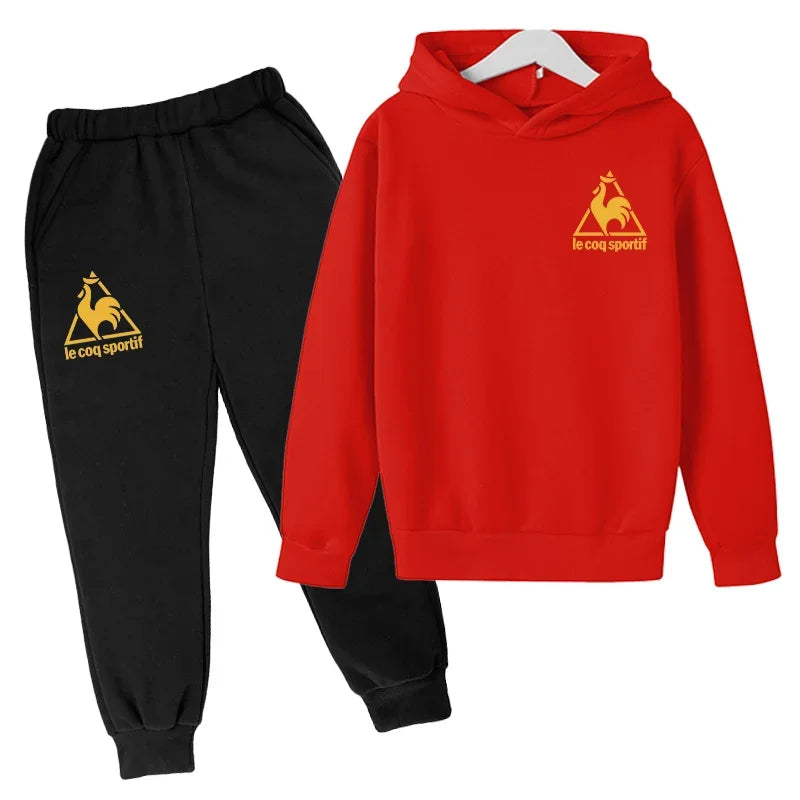 Kids Spring Autumn Casual Fashion Pullover Hoodie+Pants 2pcs Tracksuits 2-13 Years Boys Girls Streetwear Children Clothes Sets