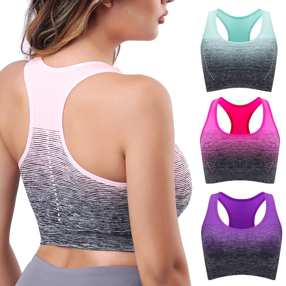 Women Sports Bra Shock-absorbing Bra Breathable Shock-proof Underwear Steel Ring Free Yoga Bra Running Vest Fitness Workout Tops