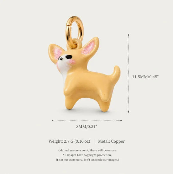 New Fashion Cartoon Small Animal Accessories Pet Dog DIY Necklace for Women Girls Cute Enamel Little Dog Necklace DIY Accessory