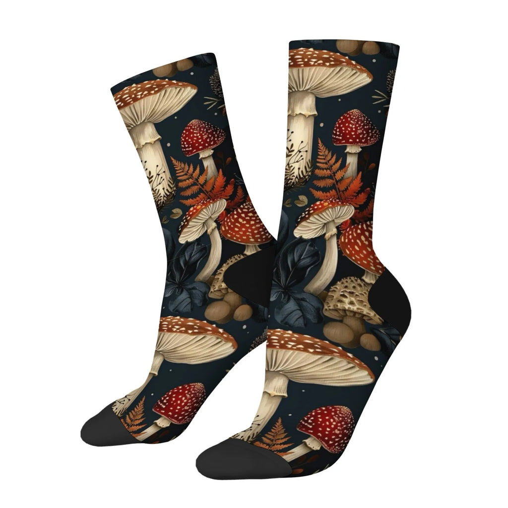 Retro Fantasy Style Mushroom Men's Socks Unisex Novelty Funny Sports Socks Comfortable Breathable Non-slip Casual Socks Gifts