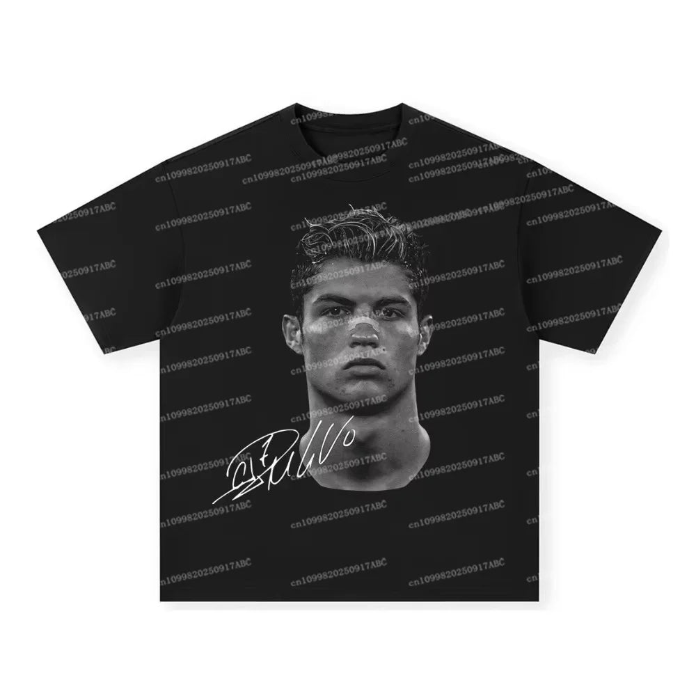 Kid T-thirts Cristiano Ronaldo Pure Cotton American-style Streets Both Sexes Vintage Print Women Short-sleeved Kid T-shirt