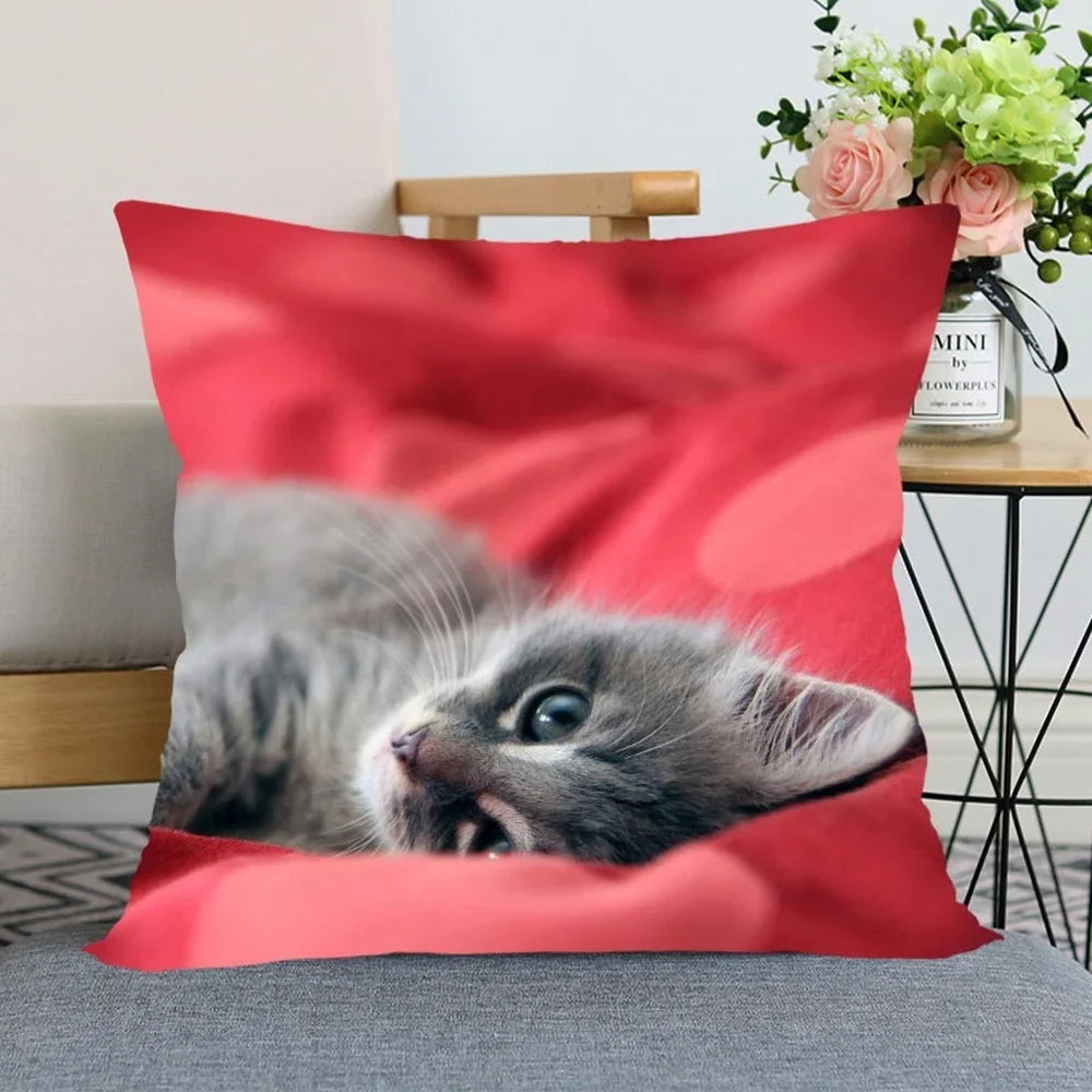 Cute Animal Bed Pillowcase for Car Sofa Home  Pet Cat Printed   Cushion Cover