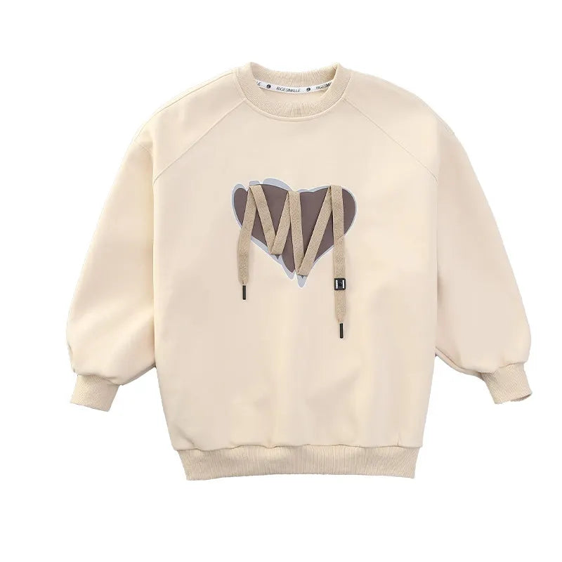 Sweatshirt for Kids Autumn 2025 New Casual Sportswear School Girls Khaki Pink Sweatshirt 5 7 8 9 12 13 14 Years Children Clothes