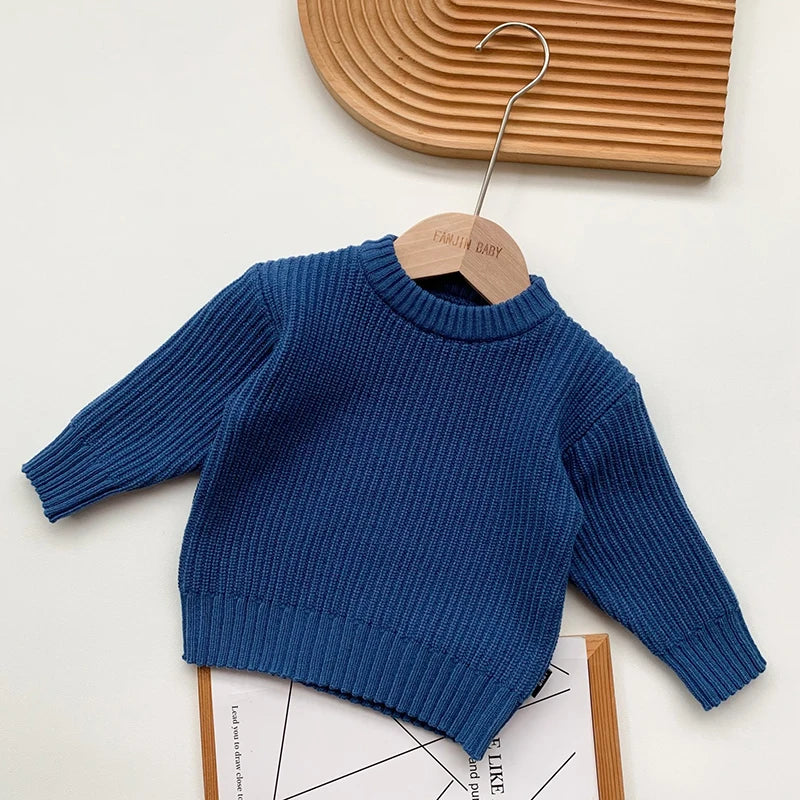 0-6Yrs Baby Boys Sweaters Spring Autumn Children Solid Color Basic Warm Knit Sweater Kids Girls Baby Pullover Sweaters Clothes