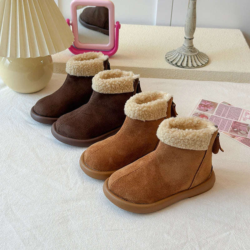 Kids Boots for Boys Girls Fashion Autumn Winter Children Thermal Cotton Back Zipper 2025 Warm Brand New Girls Ankle Boots 26-37