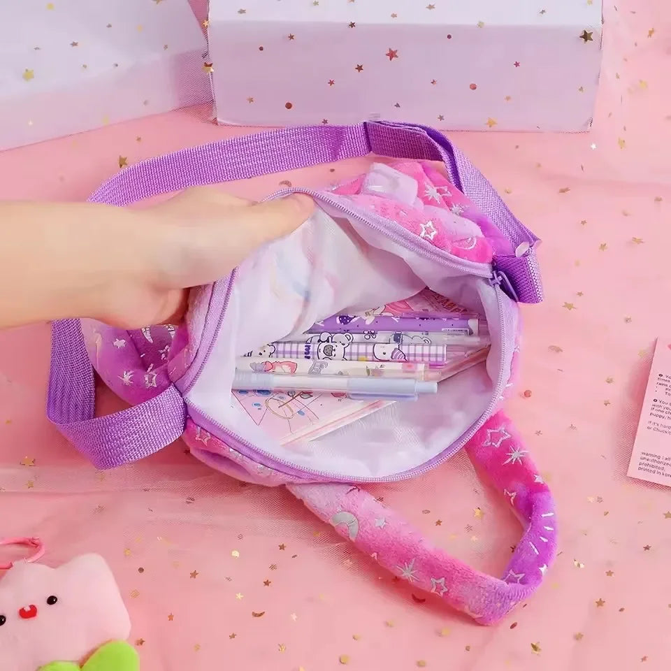 new Handbags Children Lovely Crossbody Bag Kids Girls Small Purse Colorful Plush Single Shoulder Storage Bag