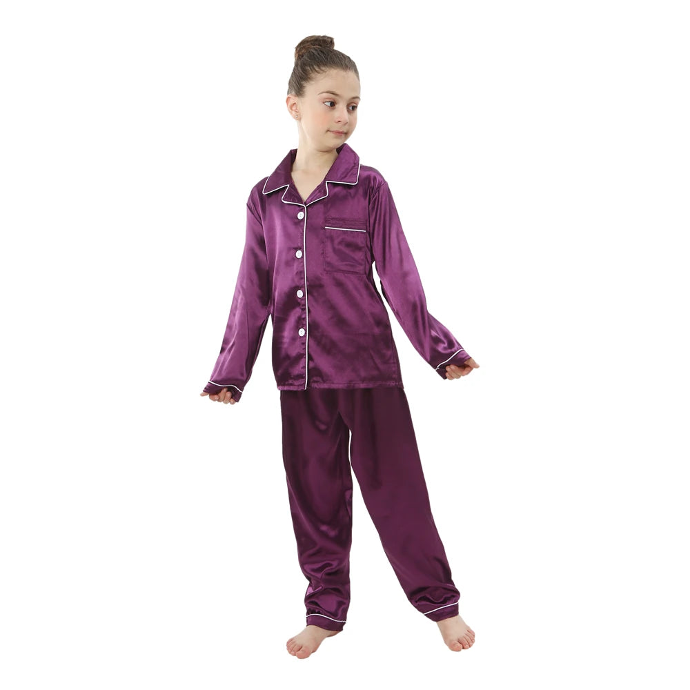 Christmas Pajamas for Boys Girls Red Green Gold Pijamas 2-13 Years Kids Sleepwear Children Satin Pyajams Toddler Silky Nightwear