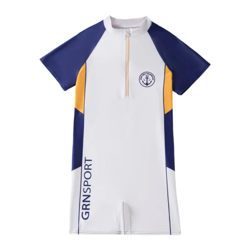 2026 New Style Summer Swimwear Kids Beach Wear High Elastic One-piece Sun Protection Swimsuit Baby Boys Surf Suit