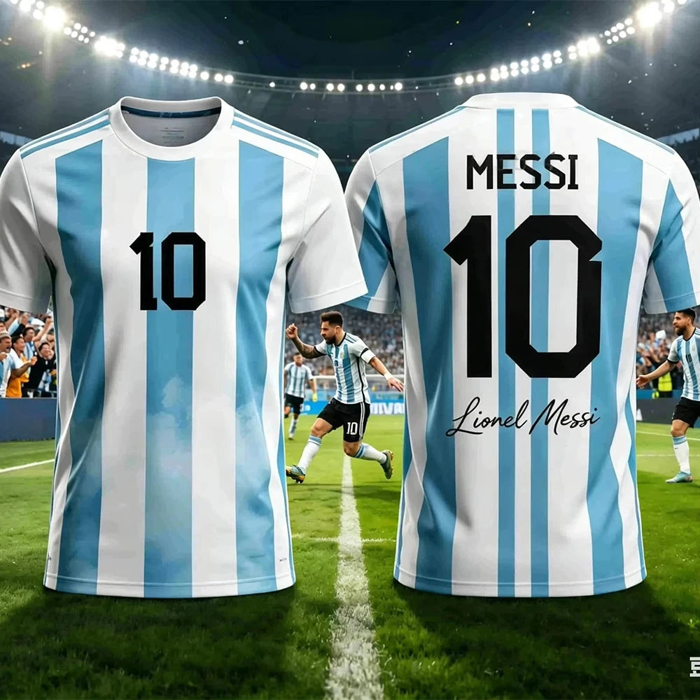 2026 Kid Tee Messi Style Summer 3D Printable Clothing Football Jersey T-shirt Loose and Comfortable Suitable Sports Wearing