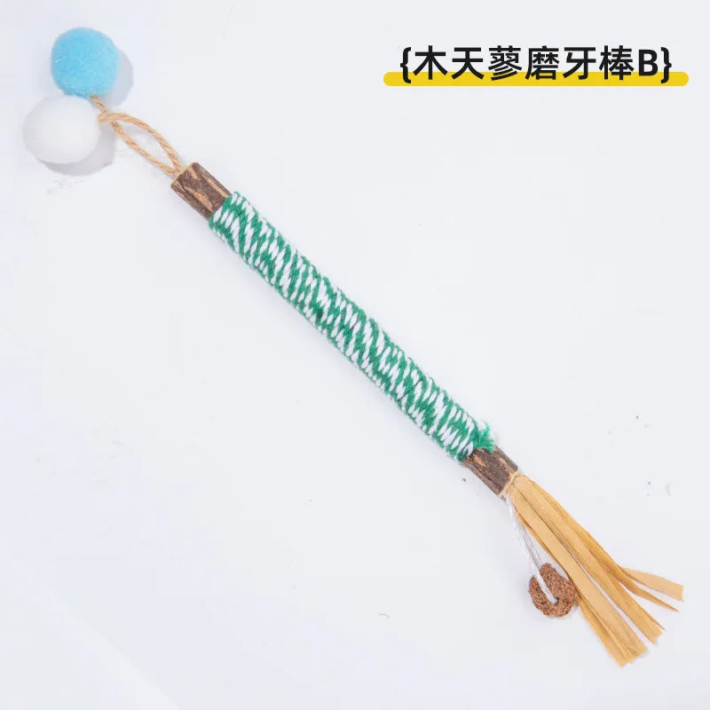 Pet Cat Toys: Self-Amusing, Boredom-Relieving, Valerian Catnip Ball Chew Stick, Jute Ball Pet Toy Supplies