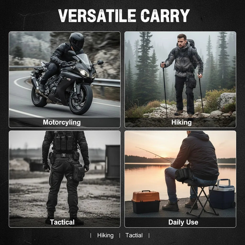 Motorcycle Thigh Bag for Men Women - Drop Leg Bag with Adjustable Strap,Thigh Pack for Riding, Outdoor Sports, and Travel