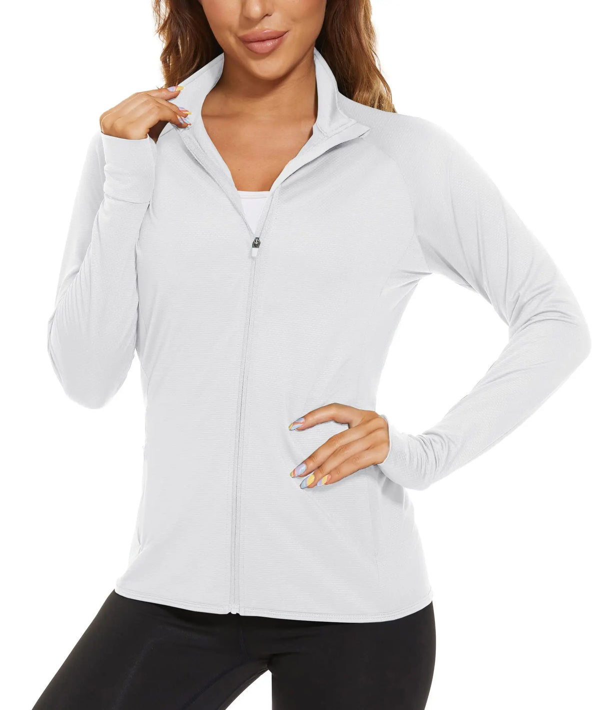 TACVASEN UPF 50+ Sun Protection Summer Shirts Womens Long Sleeve Shirts Full Zip Casual Jackets Zipper Pockets Golf Athlete Tops