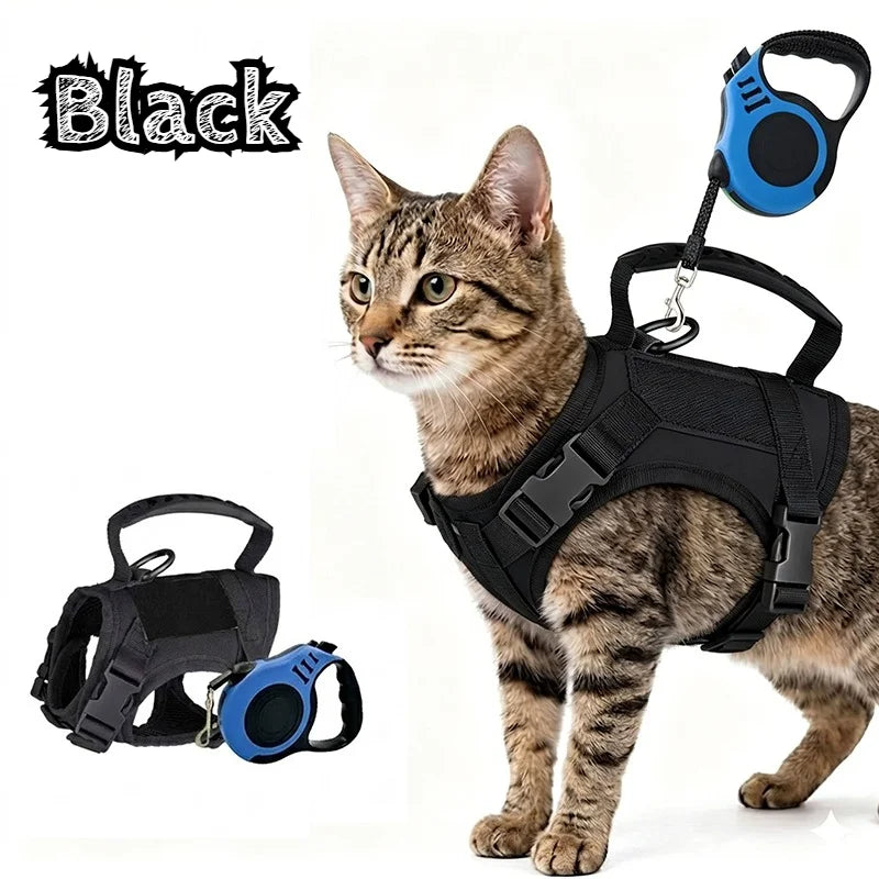 Pet Harness Set for Cat Puppy 3m Retractable Leash Tactical Vest No Pull Breathable Summer for Small Medium Dogs Cats Outdoor