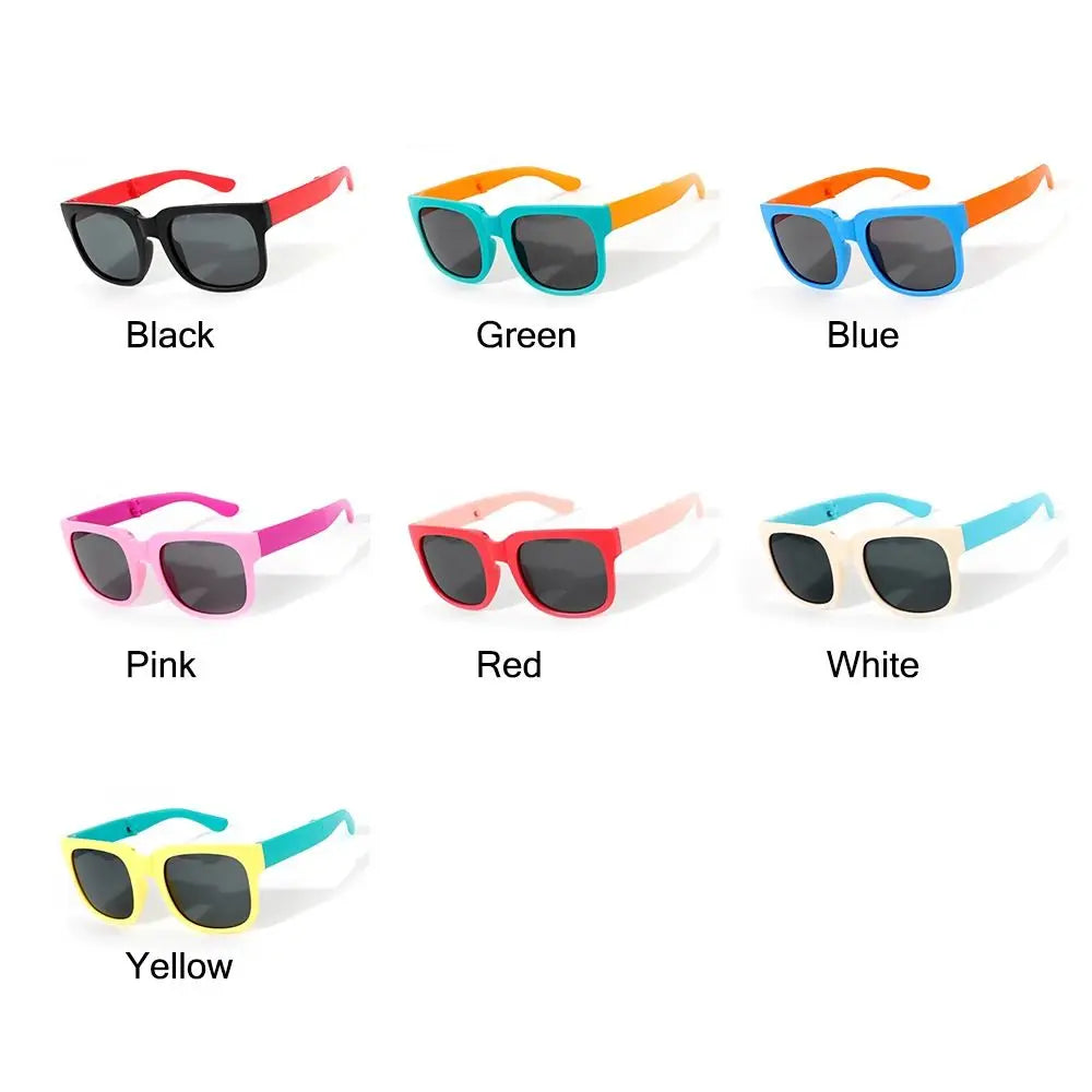 Outdoor Kids Sunglasses Vintage Square Frame UV 400 Foldable Sunglasses Shades for Toddler Boys and Girls