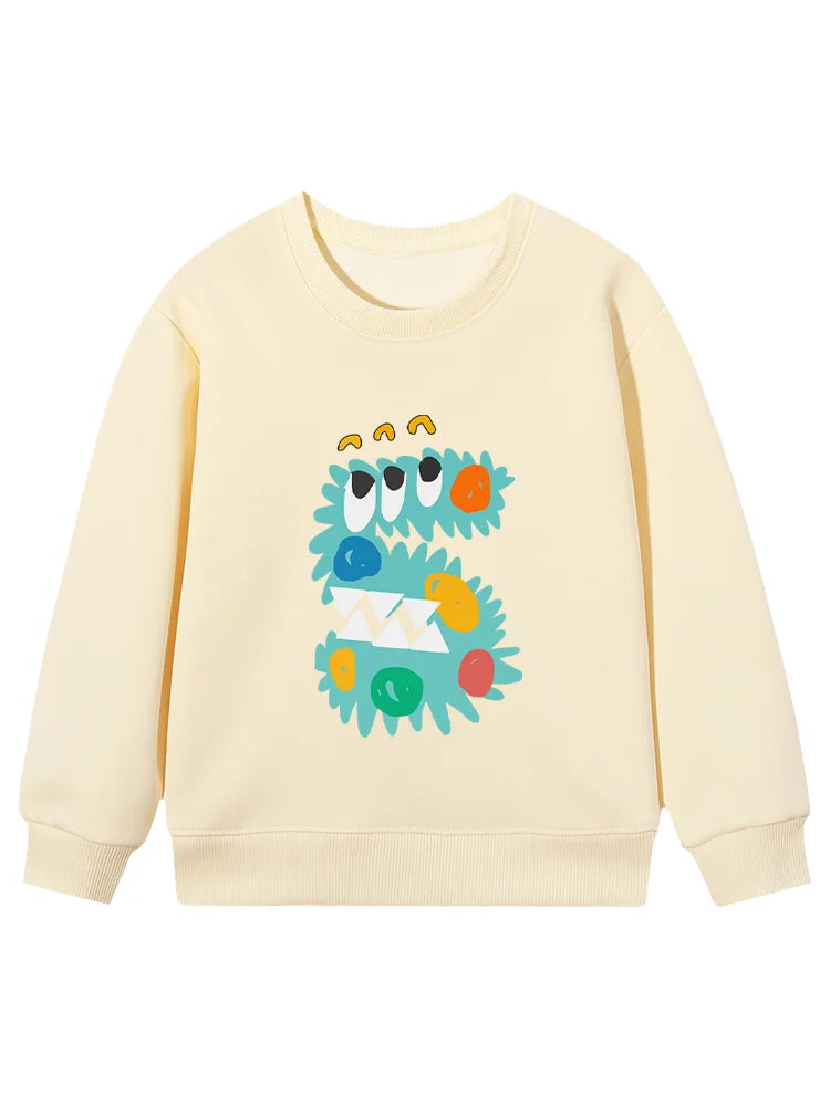 cute Boys sweatshirt Children winter clothing 2026 New cotton fun print long sleeves Kids pullover Cartoon letter Hoodie sweater