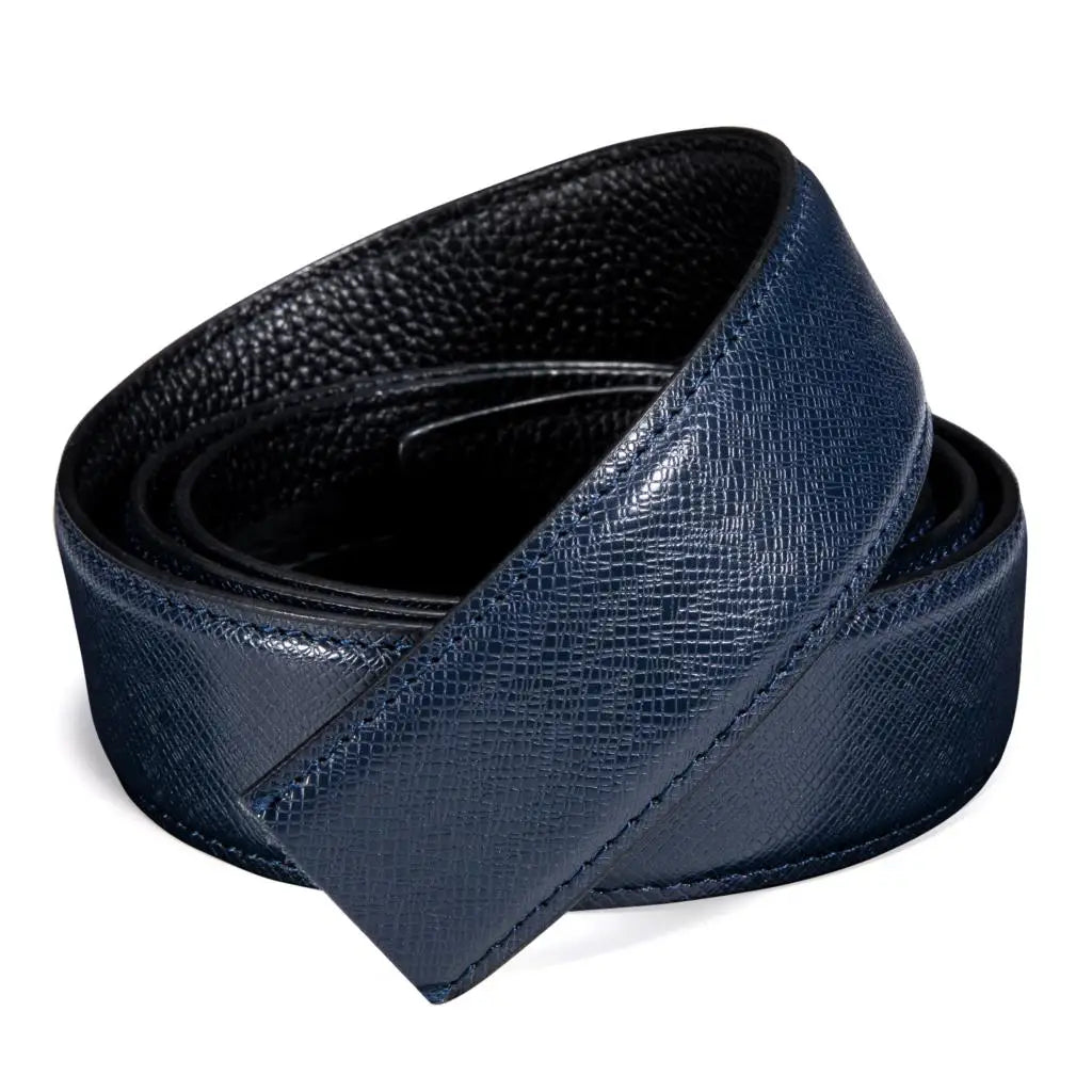 3.5cm wide Luxury Leather Belts for Men Automatic Buckle Blue Men's Belt without Buckle 130CM