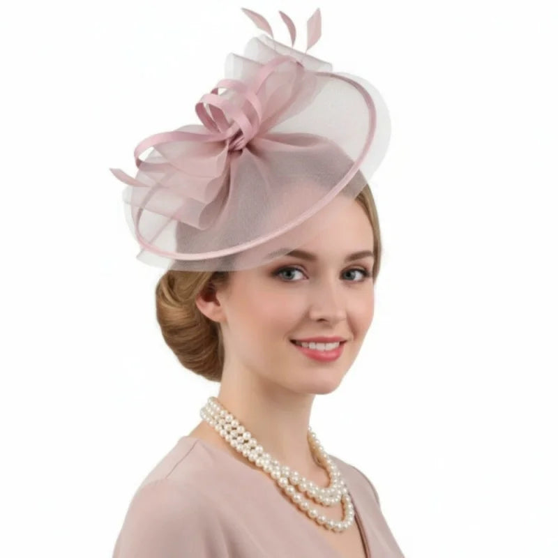 Fascinators Hats For Women Tea Party Hats 1950s Kentucky Derby Hats Feather Hair Clip For Bride Wedding Party Mesh Headband