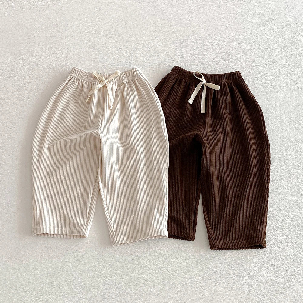 Kids Corduroy Pants for Boys Girls Casual Pocket Elastics Waist Pants Children Winter Casual Trousers Toddler Girl Clothing