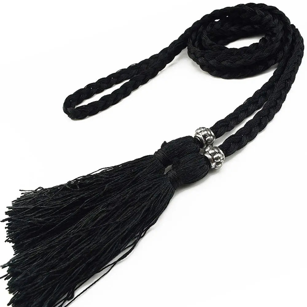 Women 160cm Bow Dress Waistband Tassle Waist Chain Braided Belts Tassles Belts Waist Rope