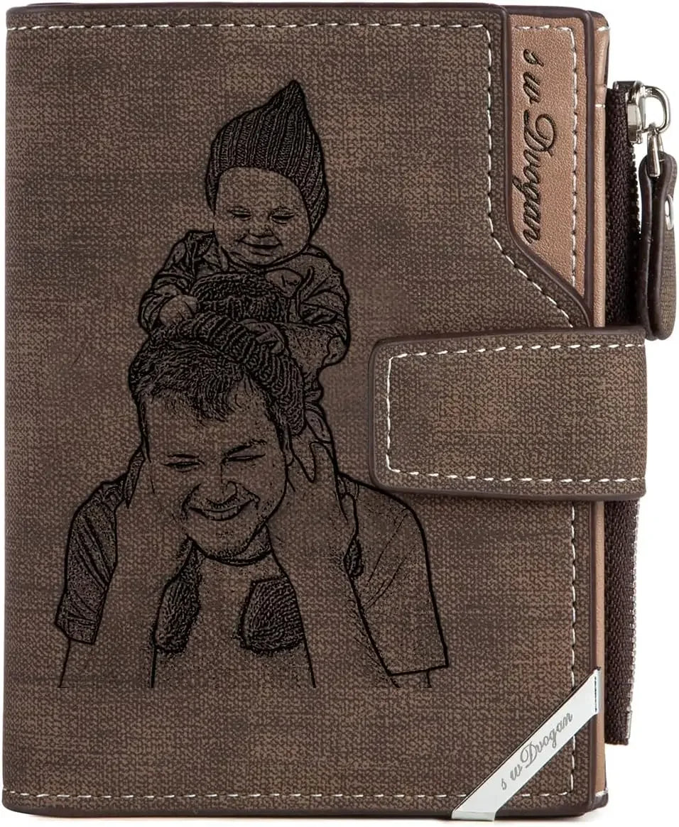 Personalized Wallets for Men Photo Engraved Wallet for Father Husband Son Boyfriend Grandpa Father's Day Gift Birthday