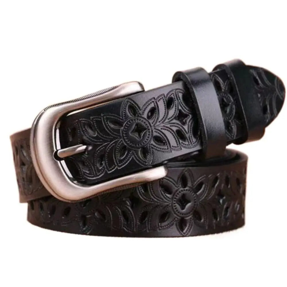 Women Leather Belts for Woman Belt Vintage Pin Buckle Strap Jeans Hollow Belt