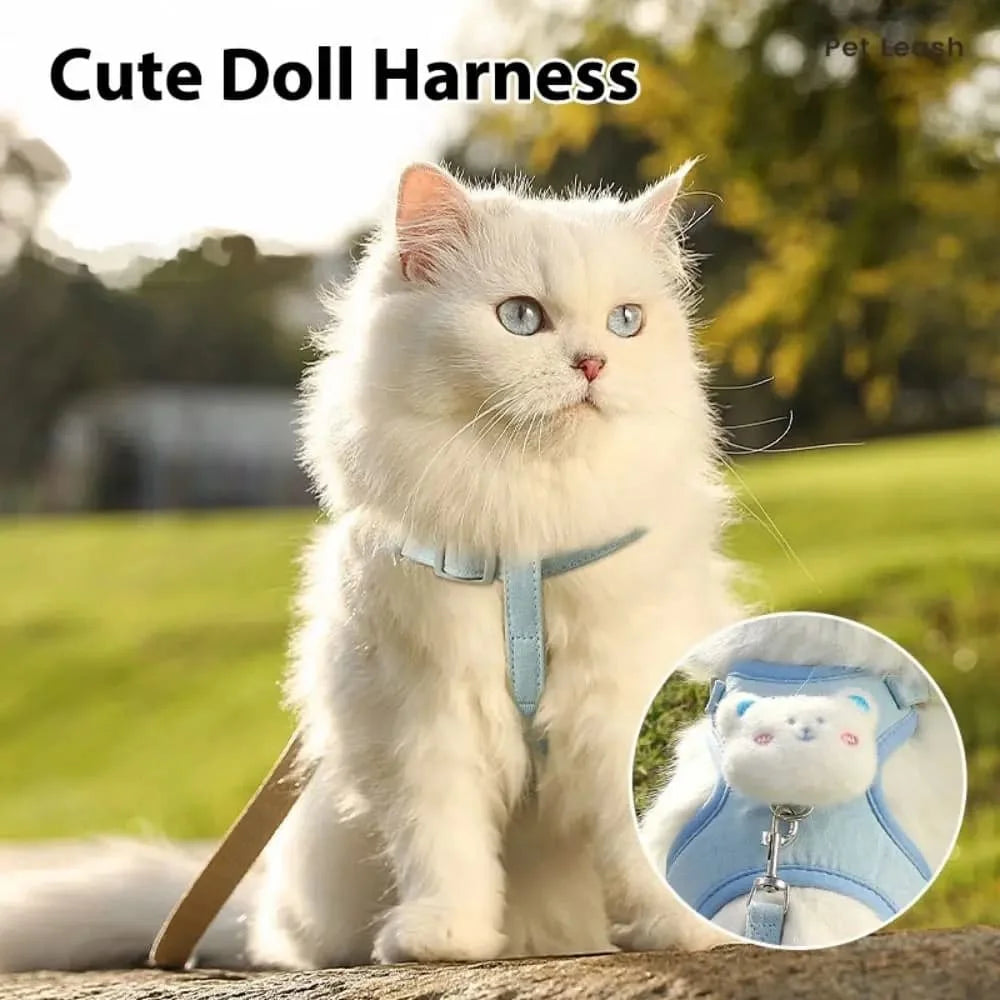 Summer Cute Animal Harness Leash Set Breathable Anti-Lost Dog Chest Straps Cartoon Adjustable Pet Walking Harnesses Lead Pet