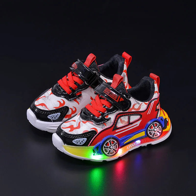 Fashion Girls Shoes Spring New Kids Shoes Soft Sole Boys' LED Light Shoe Simple Child Sports Shoes Anti Slip Girl Casual Shoe