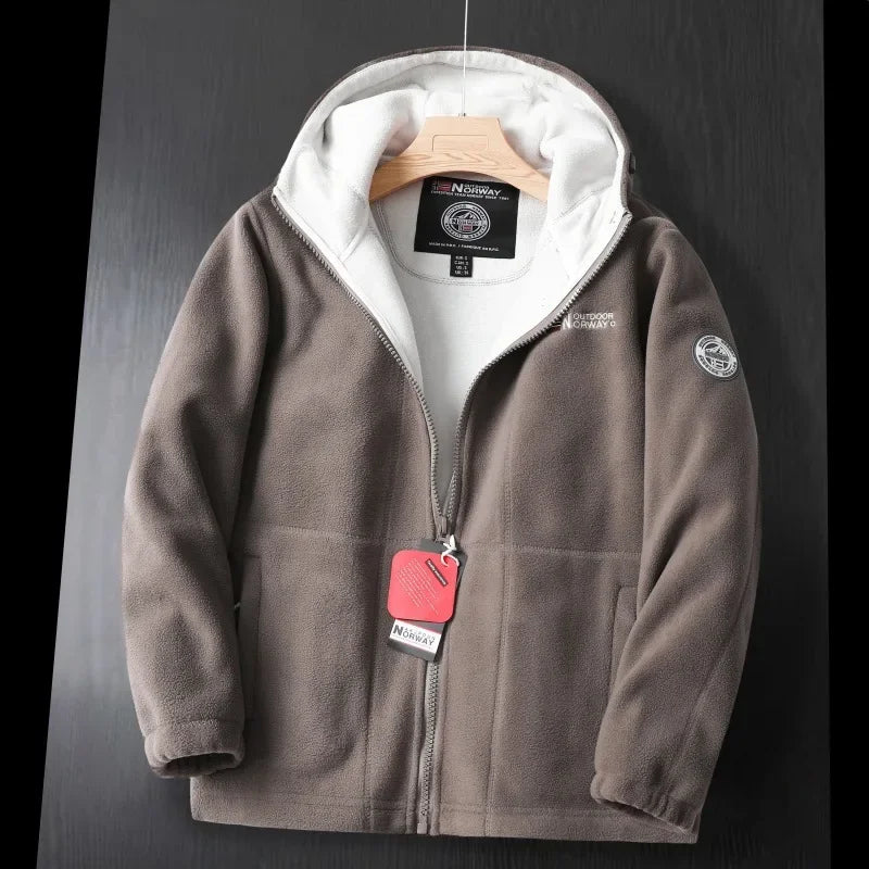 2025 Hot Selling Norway Cold Resistant Warm Thick Double-layer Hooded Fleece Winter Plus Fleece Men's and Women's Same Size
